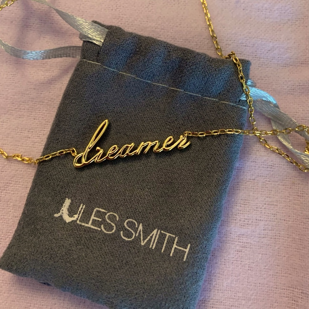 Jules Smith gold Dreamer script necklace